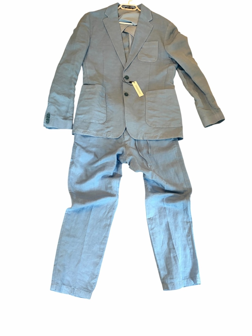 Express Light Blue Men's Linen-Blend Two-Piece Suit Jacket & Pants